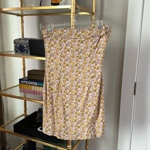 floral a-line strapless dress